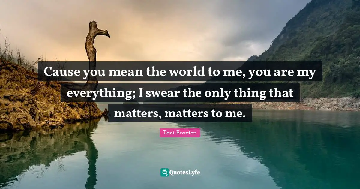 Swear Quotes: "Cause you mean the world to me, you are my everything; I swear the only thing that matters, matters to me."