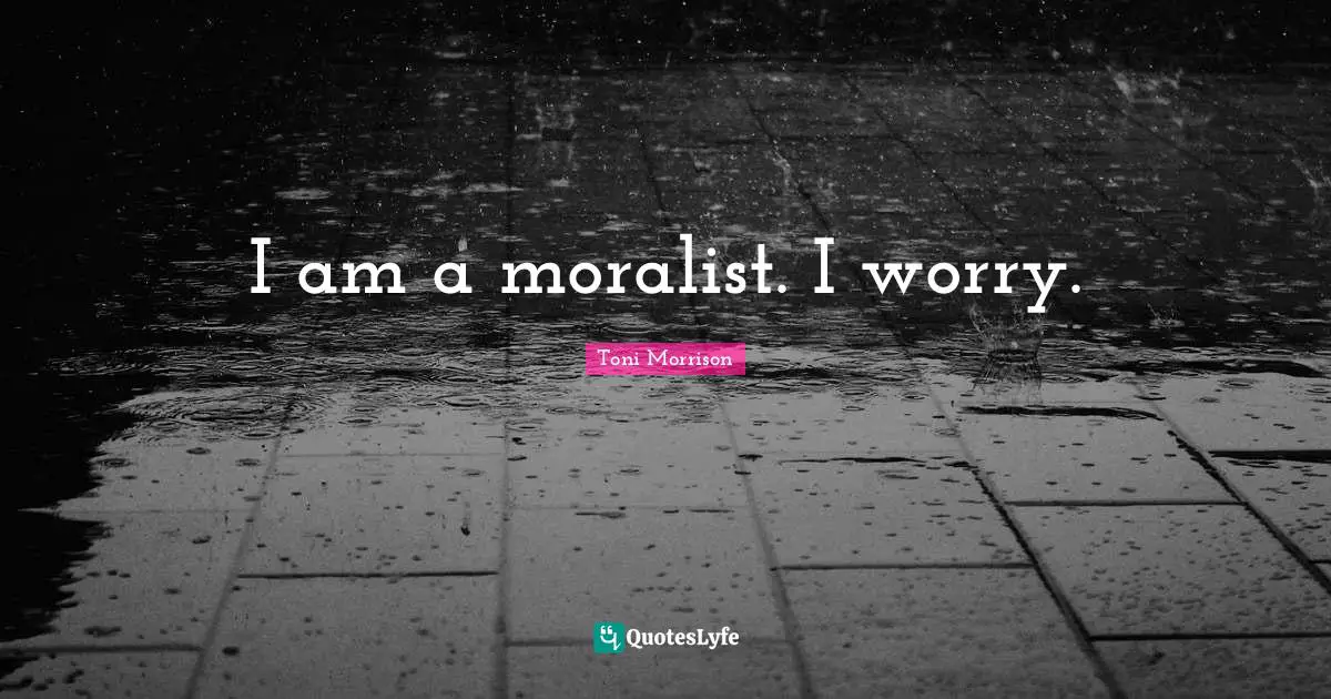 I am a moralist. I worry.