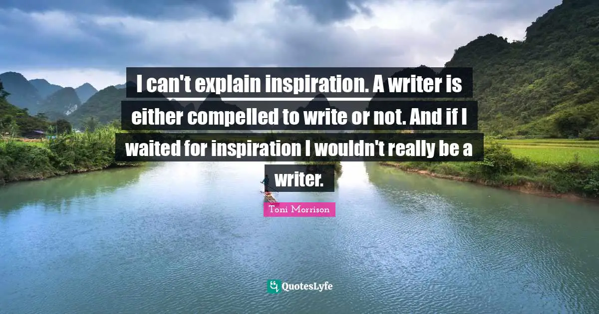 I can't explain inspiration. A writer is either compelled to write or not. And if I waited for inspiration I wouldn't really be a writer.