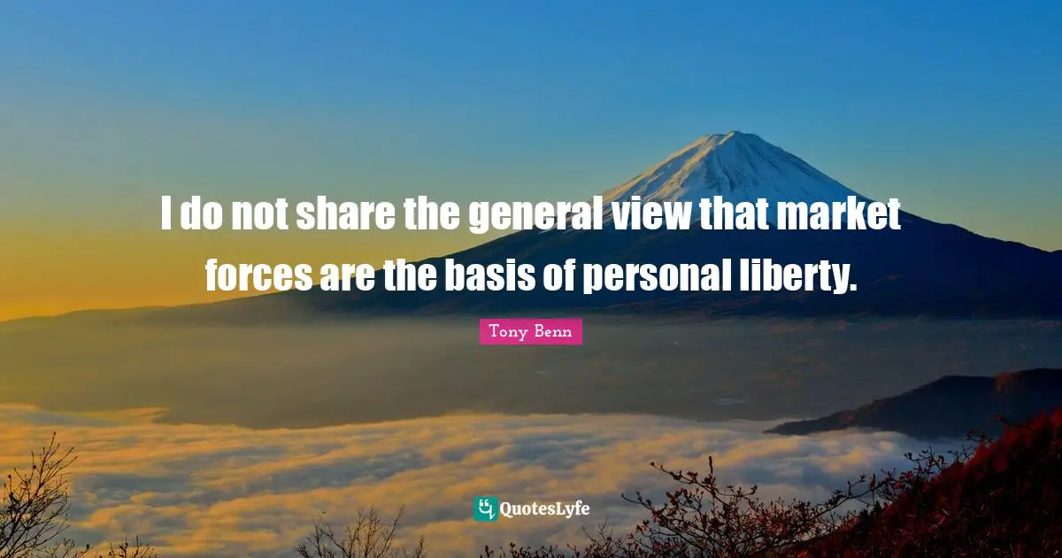 I do not share the general view that market forces are the basis of personal liberty.
