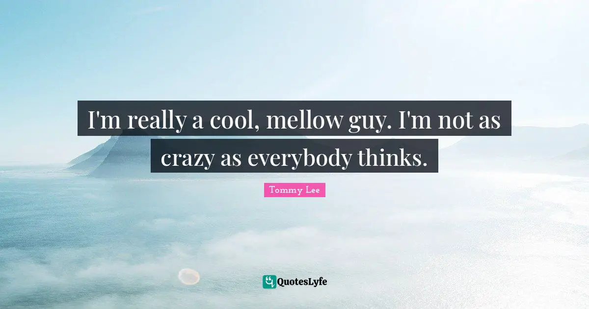 I'm really a cool, mellow guy. I'm not as crazy as everybody thinks.