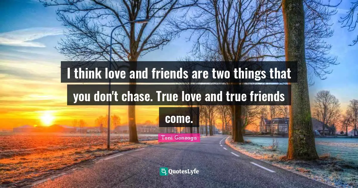I think love and friends are two things that you don't chase. True love and true friends come.