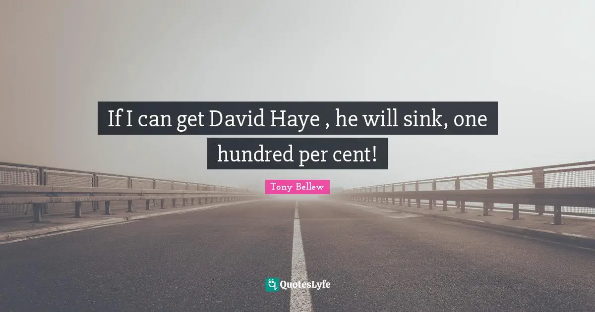 If I can get David Haye , he will sink, one hundred per cent!