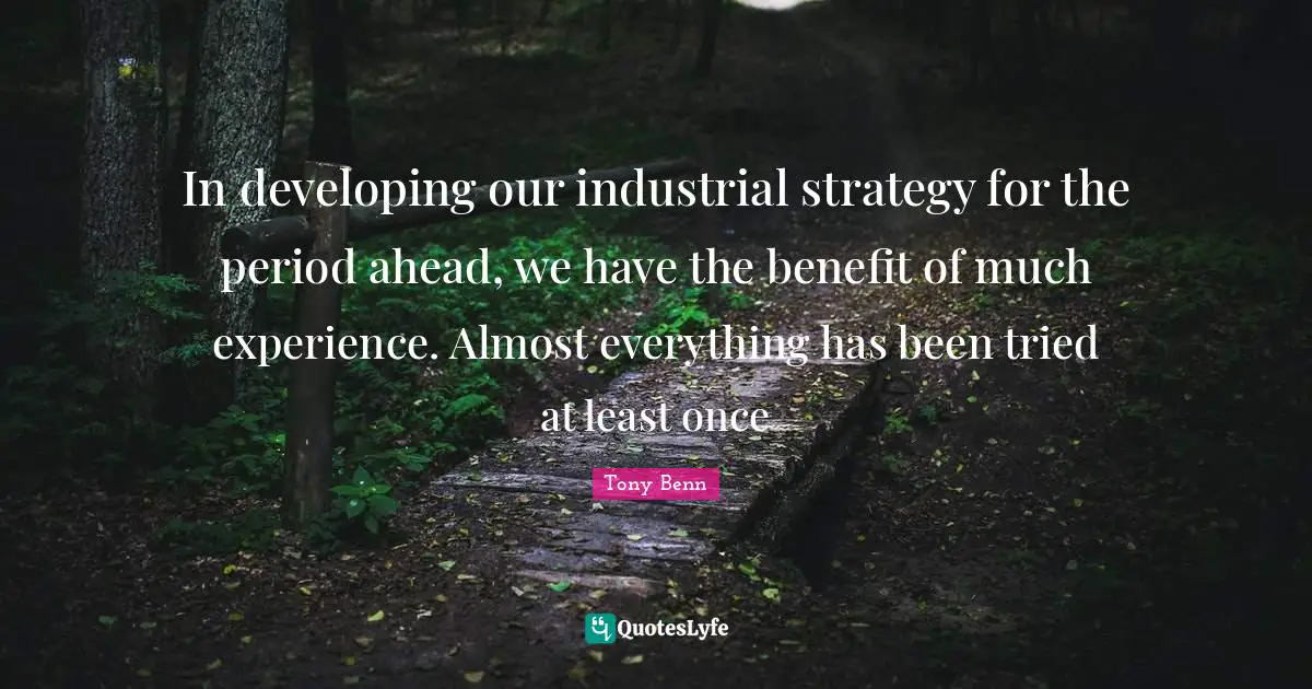 In developing our industrial strategy for the period ahead, we have the benefit of much experience. Almost everything has been tried at least once
