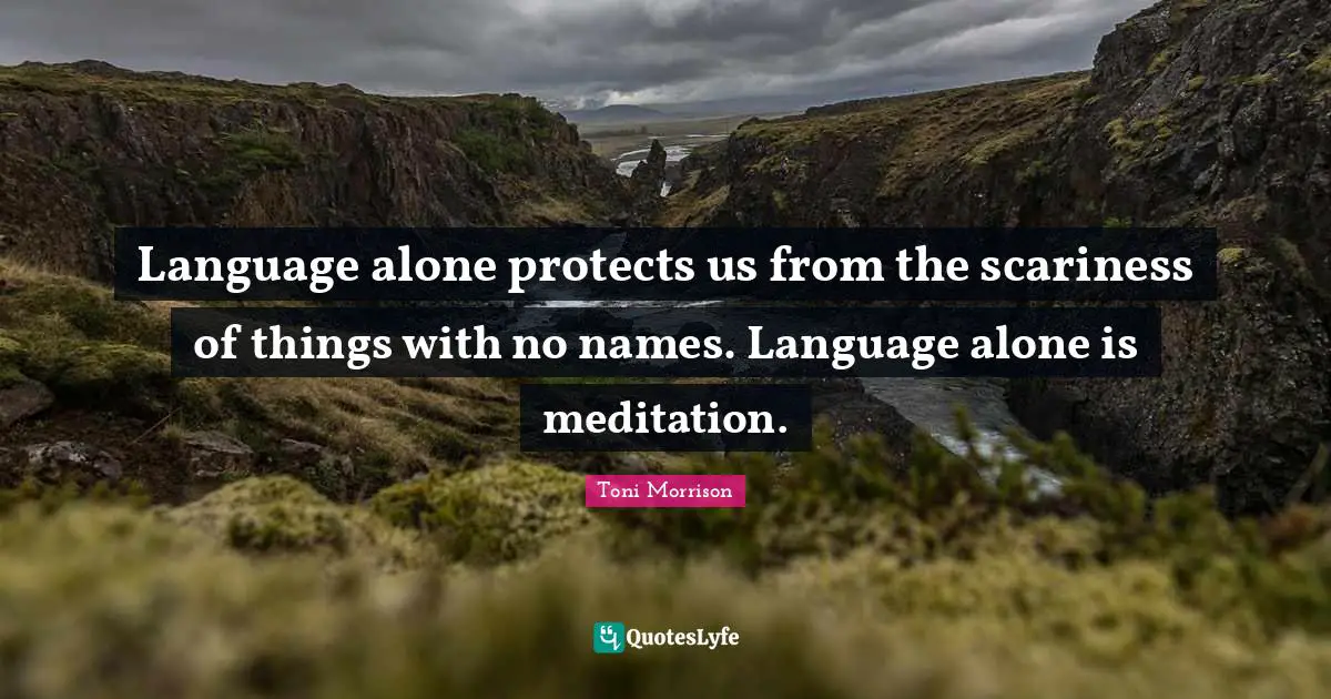 Language alone protects us from the scariness of things with no names. Language alone is meditation.