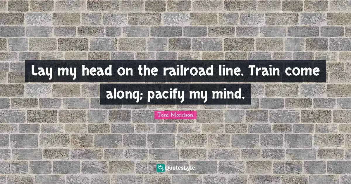 Lay my head on the railroad line. Train come along; pacify my mind.