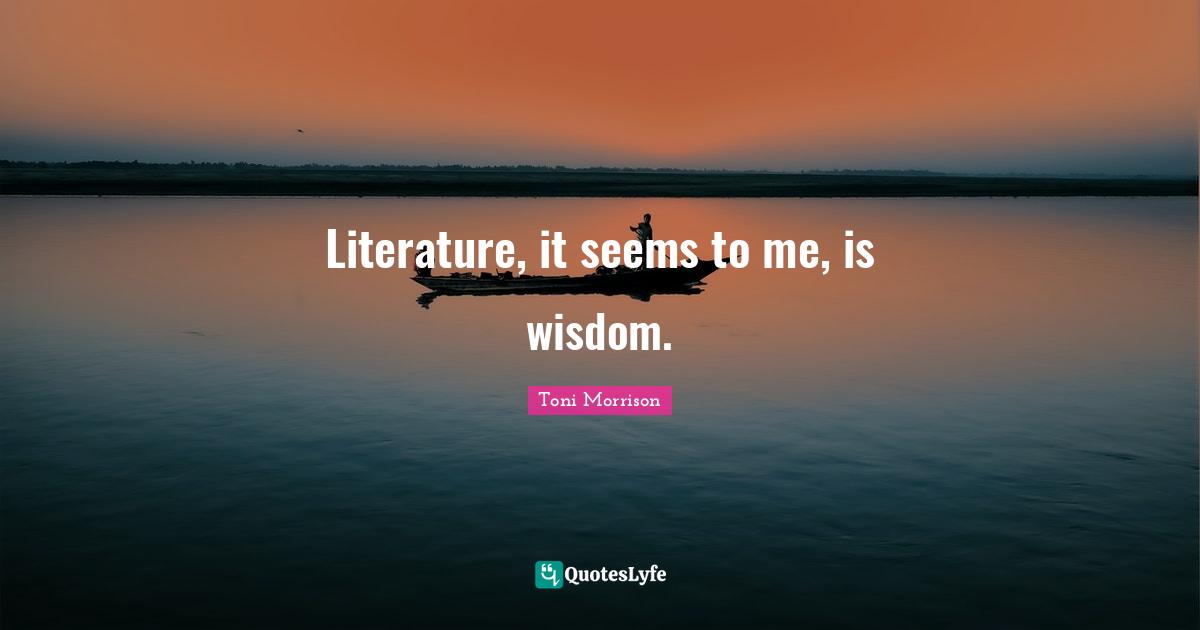 Literature, it seems to me, is wisdom.