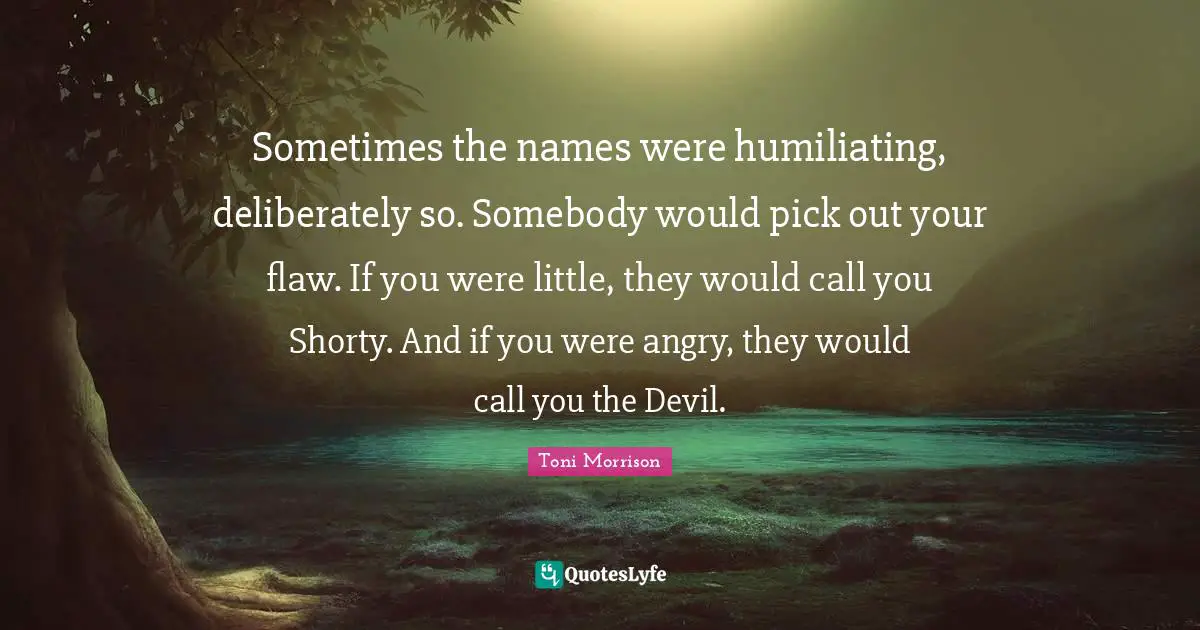 Sometimes the names were humiliating, deliberately so. Somebody would pick out your flaw. If you were little, they would call you Shorty. And if you were angry, they would call you the Devil.