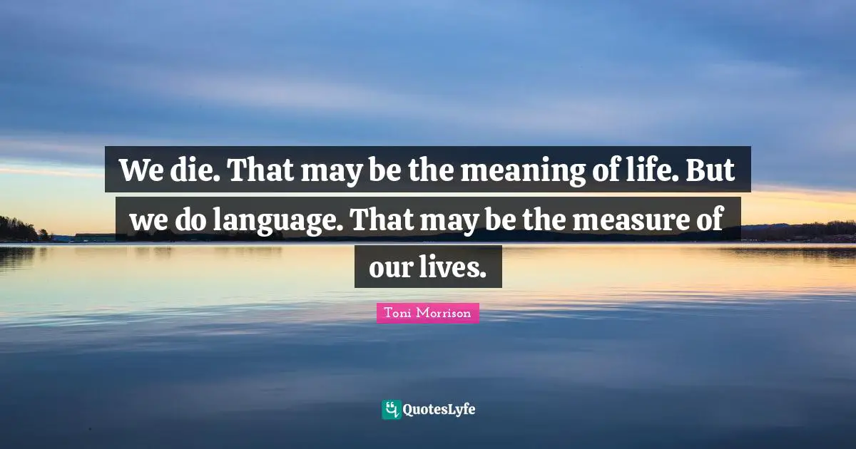 We die. That may be the meaning of life. But we do language. That may be the measure of our lives.