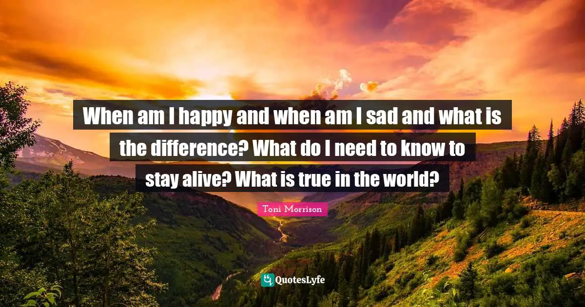 When am I happy and when am I sad and what is the difference? What do I need to know to stay alive? What is true in the world?