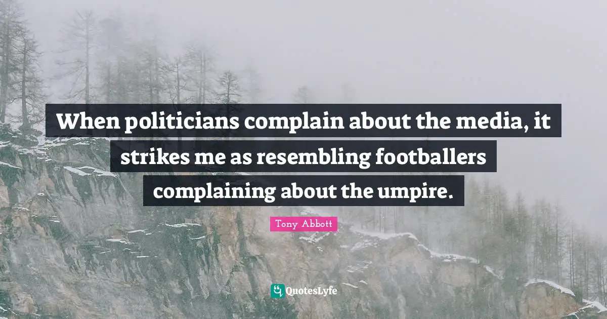When politicians complain about the media, it strikes me as resembling footballers complaining about the umpire.