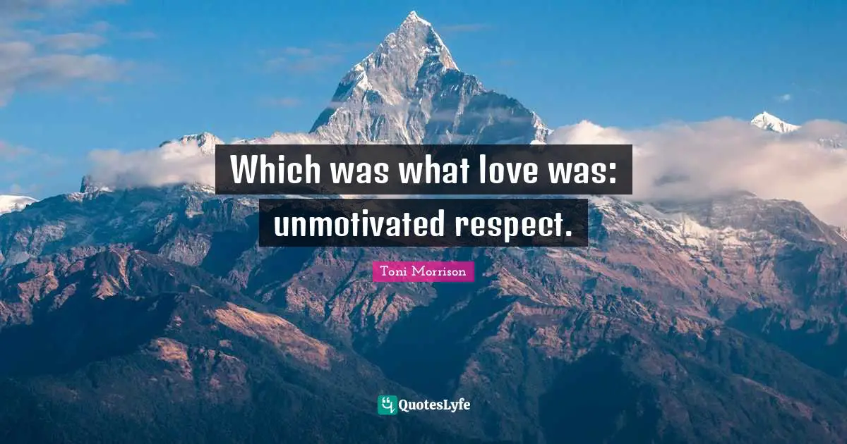 Which was what love was: unmotivated respect.