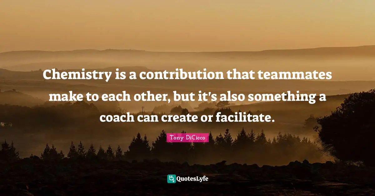 Team Building Quotes: "Chemistry is a contribution that teammates make to each other, but it's also something a coach can create or facilitate."