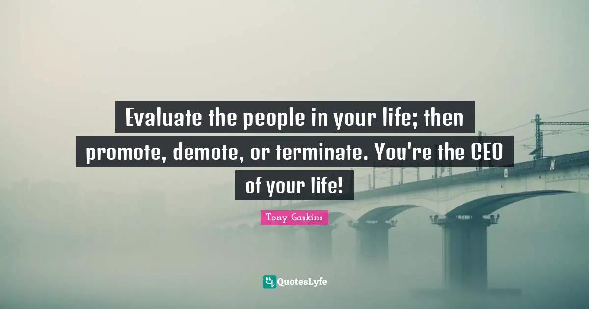 People In Your Life Quotes: "Evaluate the people in your life; then promote, demote, or terminate. You're the CEO of your life!"
