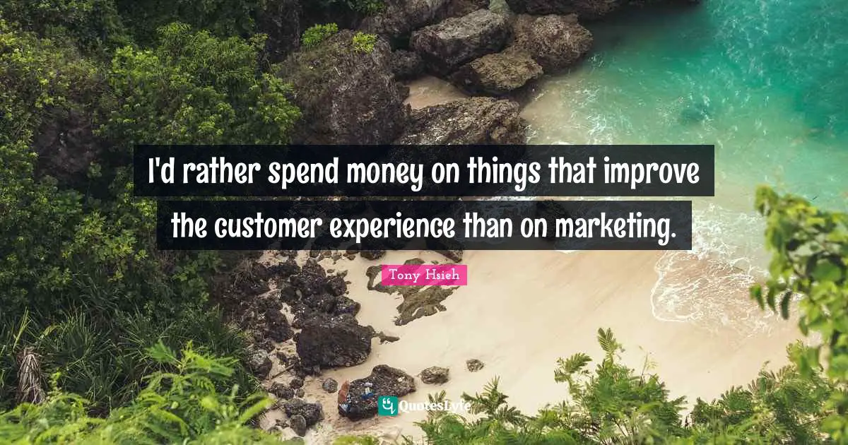 Tony Hsieh Quotes: "I'd rather spend money on things that improve the customer experience than on marketing."