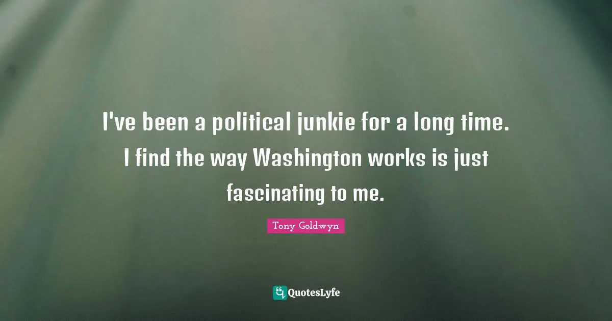 I've been a political junkie for a long time. I find the way Washington works is just fascinating to me.