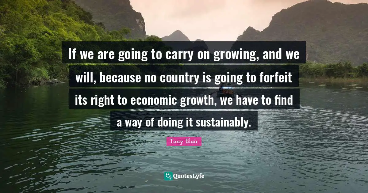 Forfeit Quotes: "If we are going to carry on growing, and we will, because no country is going to forfeit its right to economic growth, we have to find a way of doing it sustainably."