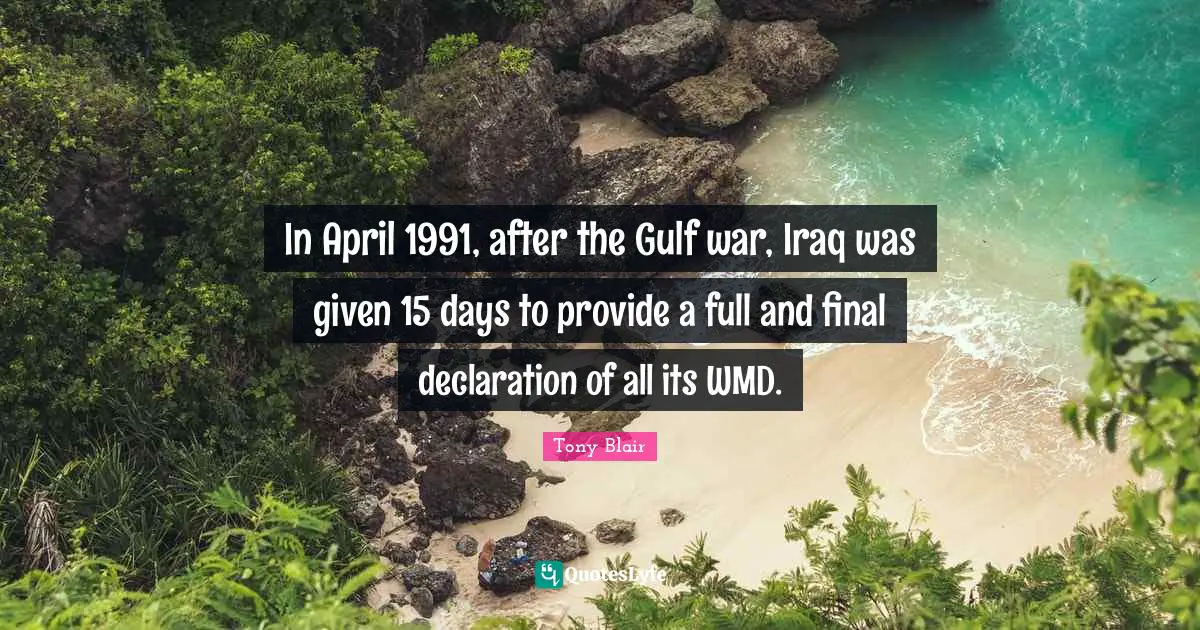In April 1991, after the Gulf war, Iraq was given 15 days to provide a full and final declaration of all its WMD.