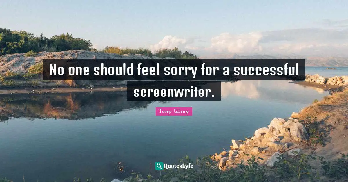 No one should feel sorry for a successful screenwriter.