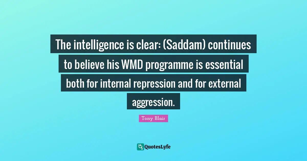 The intelligence is clear: (Saddam) continues to believe his WMD programme is essential both for internal repression and for external aggression.