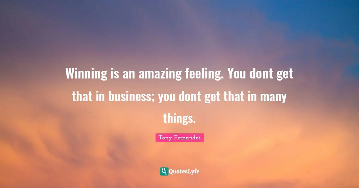 Winning is an amazing feeling. You dont get that in business; you dont get that in many things.