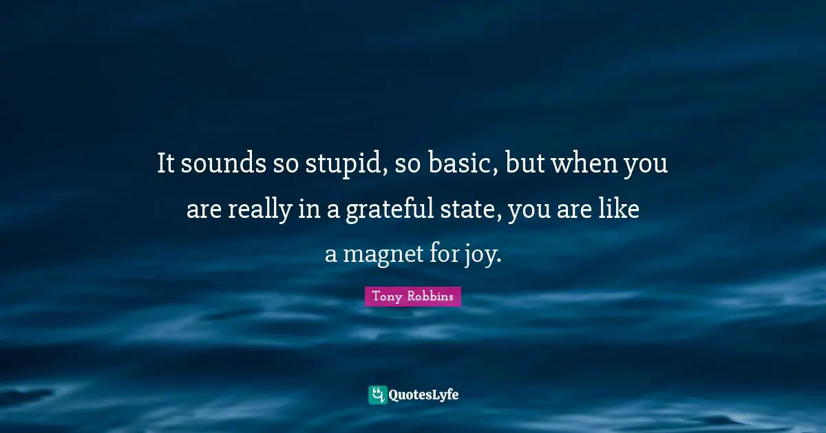 It sounds so stupid, so basic, but when you are really in a grateful state, you are like a magnet for joy.
