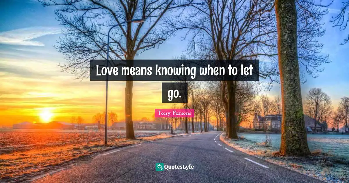 Tony Parsons Quotes: "Love means knowing when to let go."