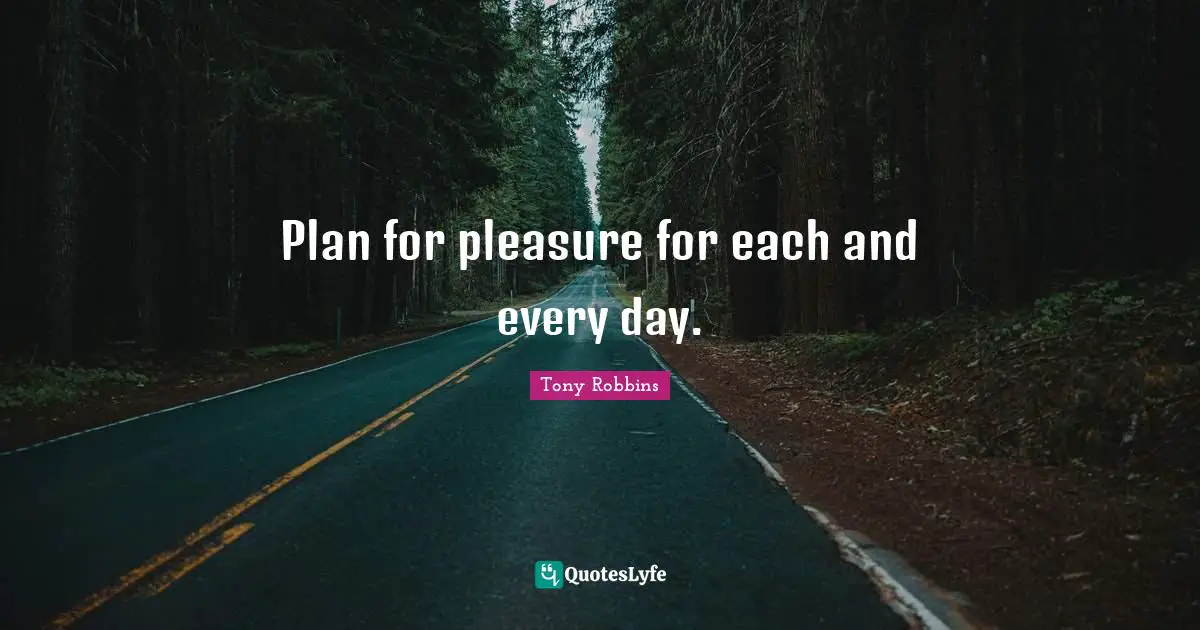 Plan for pleasure for each and every day.