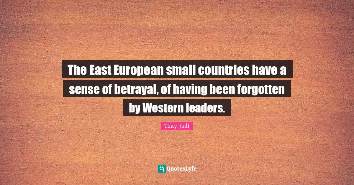 The East European small countries have a sense of betrayal, of having been forgotten by Western leaders.
