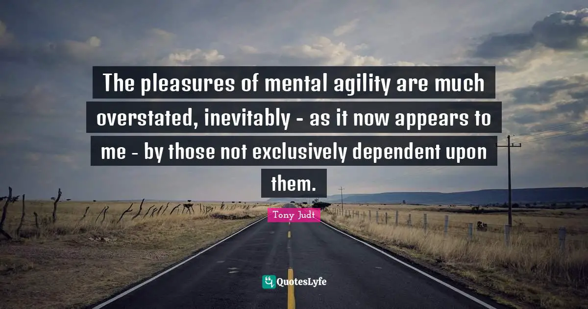 The pleasures of mental agility are much overstated, inevitably - as it now appears to me - by those not exclusively dependent upon them.