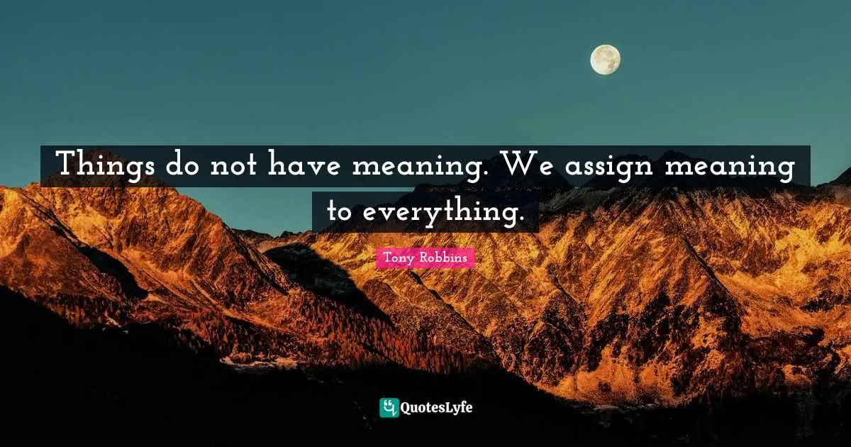 Things do not have meaning. We assign meaning to everything.