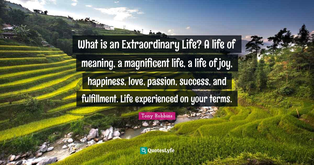 What is an Extraordinary Life? A life of meaning, a magnificent life