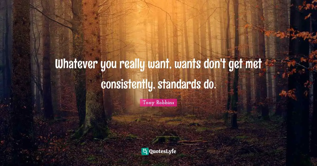 Whatever you really want, wants don't get met consistently, standards do.