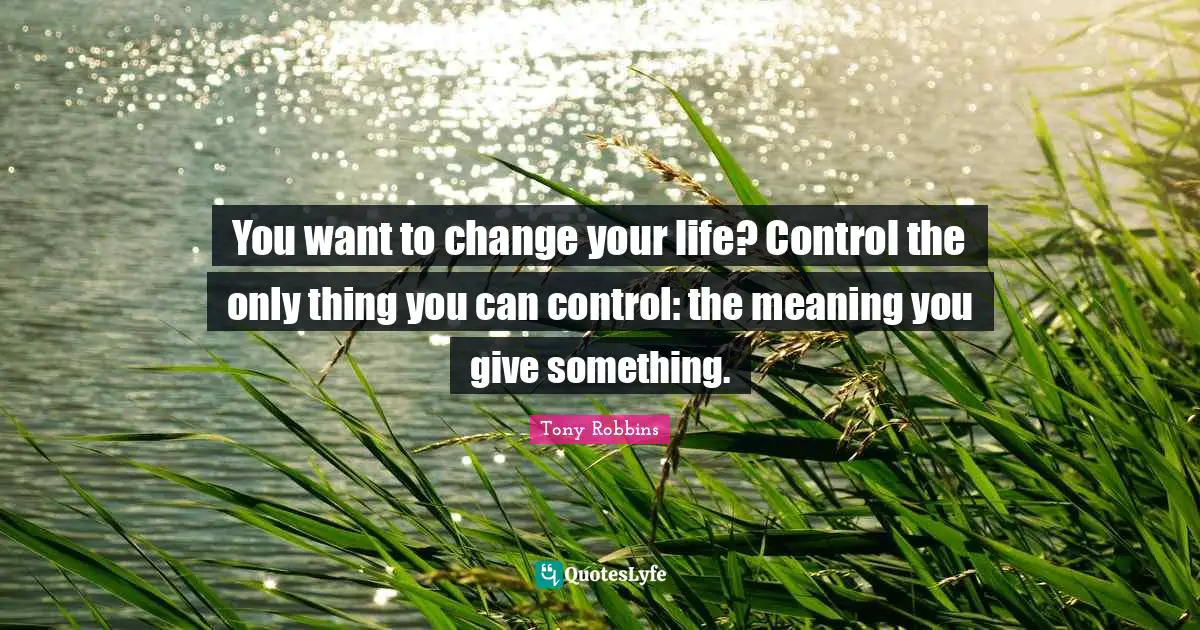 You want to change your life? Control the only thing you can control: the meaning you give something.