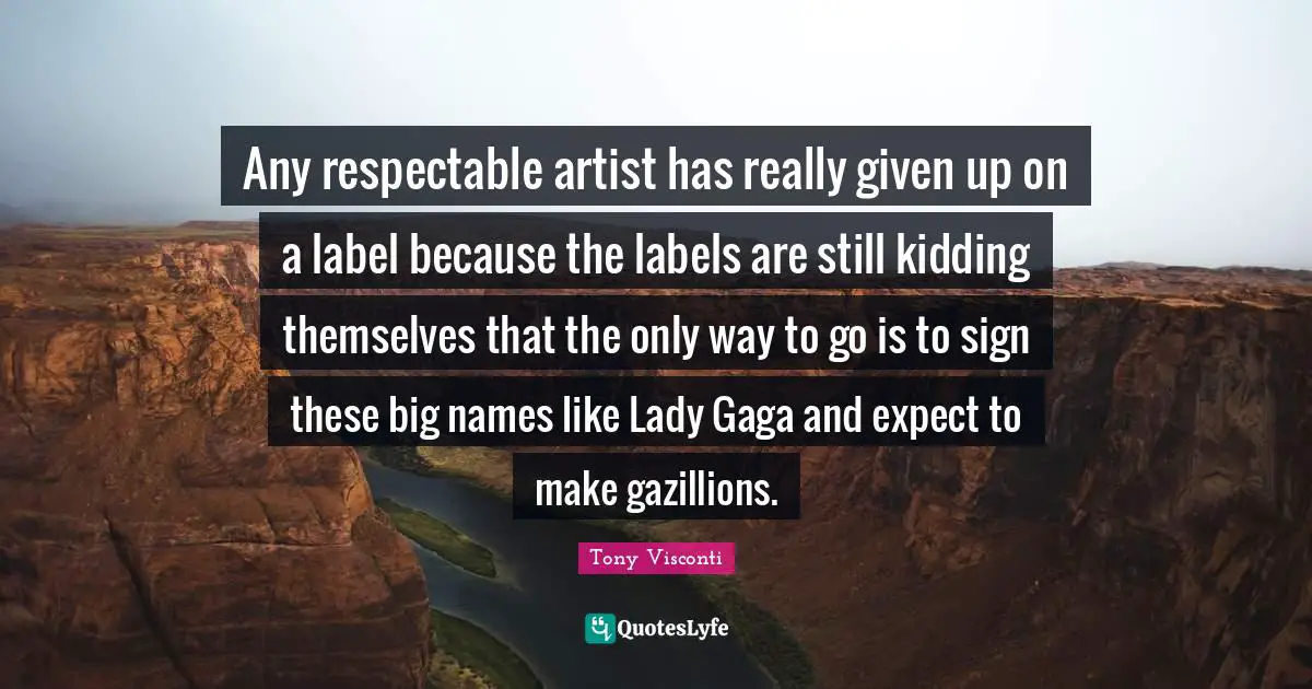 Any respectable artist has really given up on a label because the labels are still kidding themselves that the only way to go is to sign these big names like Lady Gaga and expect to make gazillions.