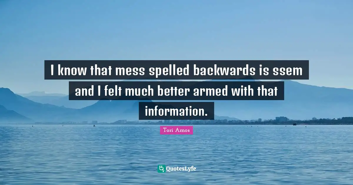 I know that mess spelled backwards is ssem and I felt much better armed with that information.