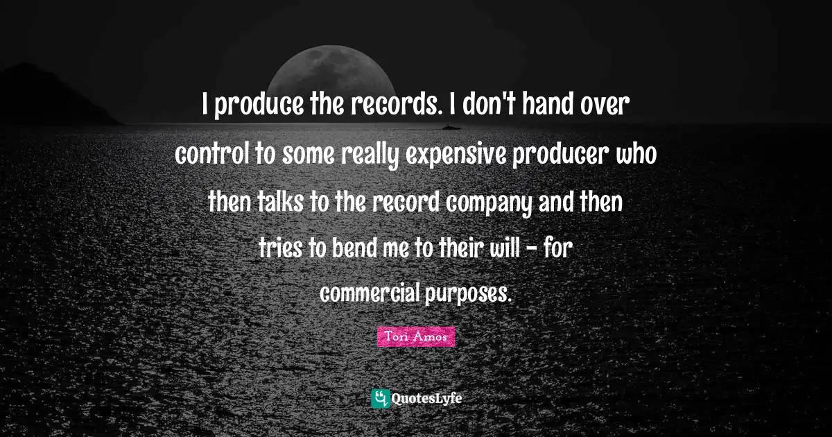 I produce the records. I don't hand over control to some really expensive producer who then talks to the record company and then tries to bend me to their will - for commercial purposes.