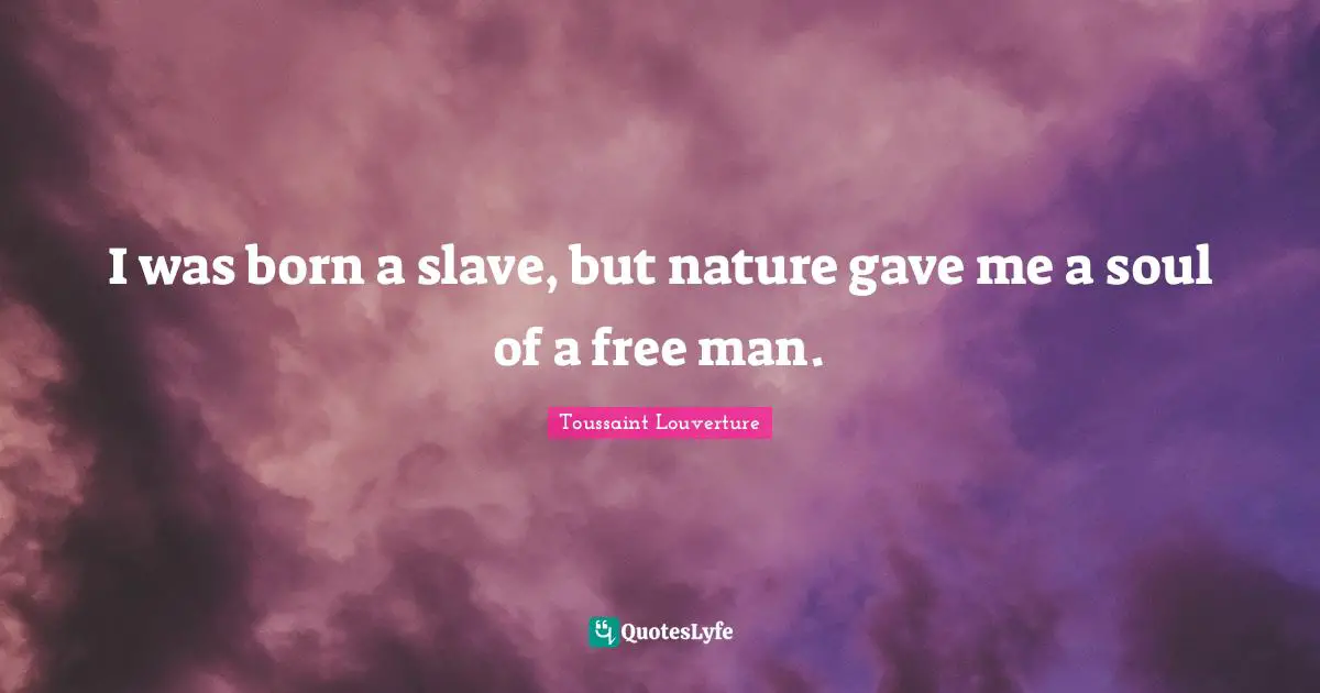 Nature Quotes: "I was born a slave, but nature gave me a soul of a free man."