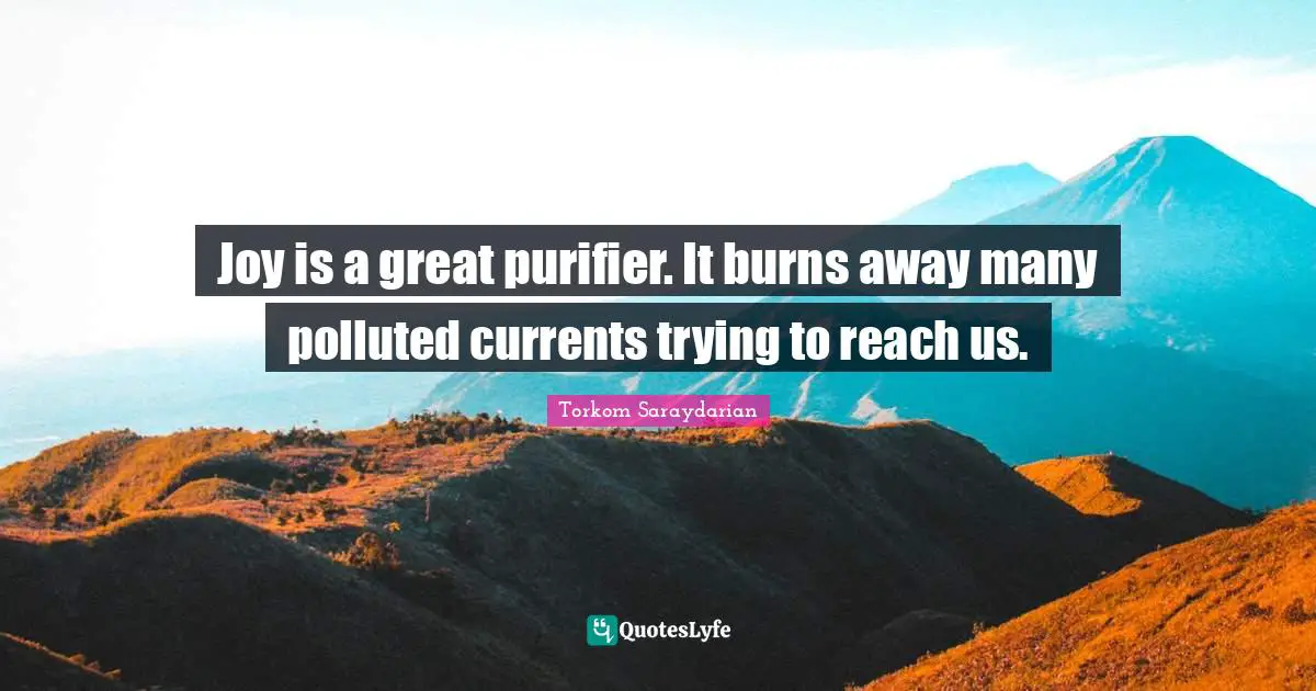 Joy is a great purifier. It burns away many polluted currents trying to reach us.