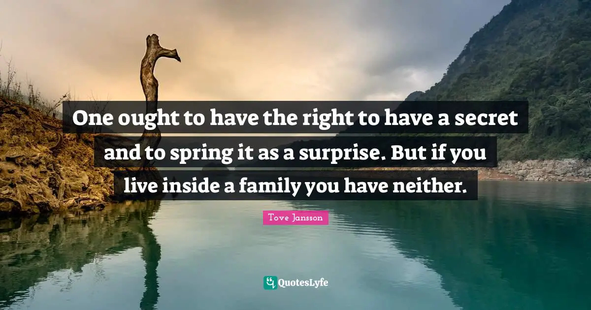 One ought to have the right to have a secret and to spring it as a surprise. But if you live inside a family you have neither.