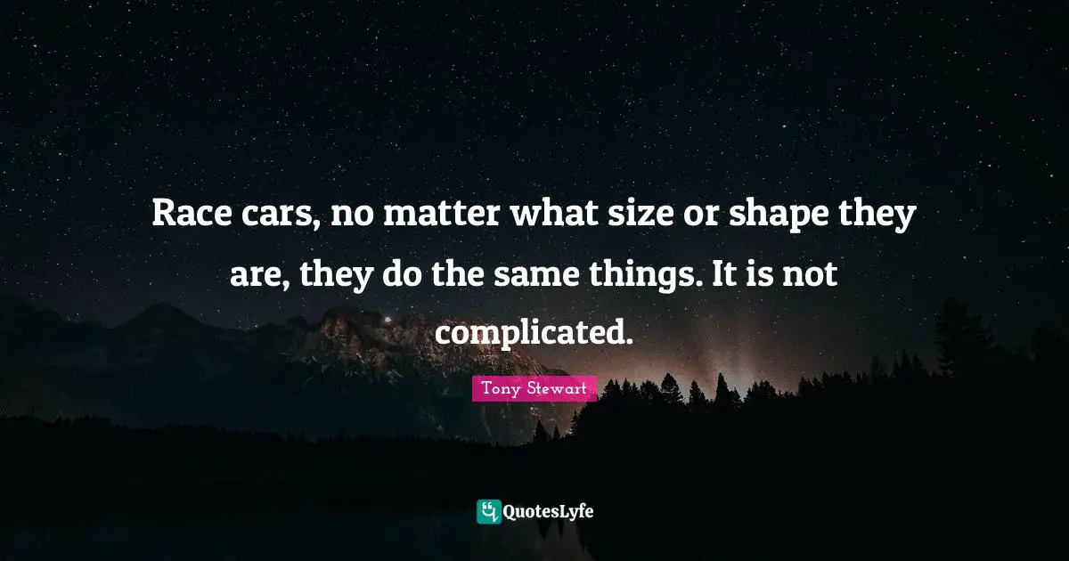 Race cars, no matter what size or shape they are, they do the same things. It is not complicated.