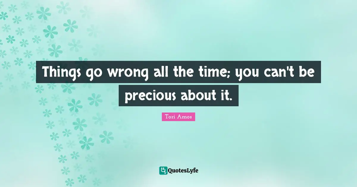 Things go wrong all the time; you can't be precious about it.