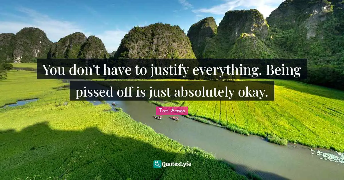 Pissed Off Quotes: "You don't have to justify everything. Being pissed off is just absolutely okay."