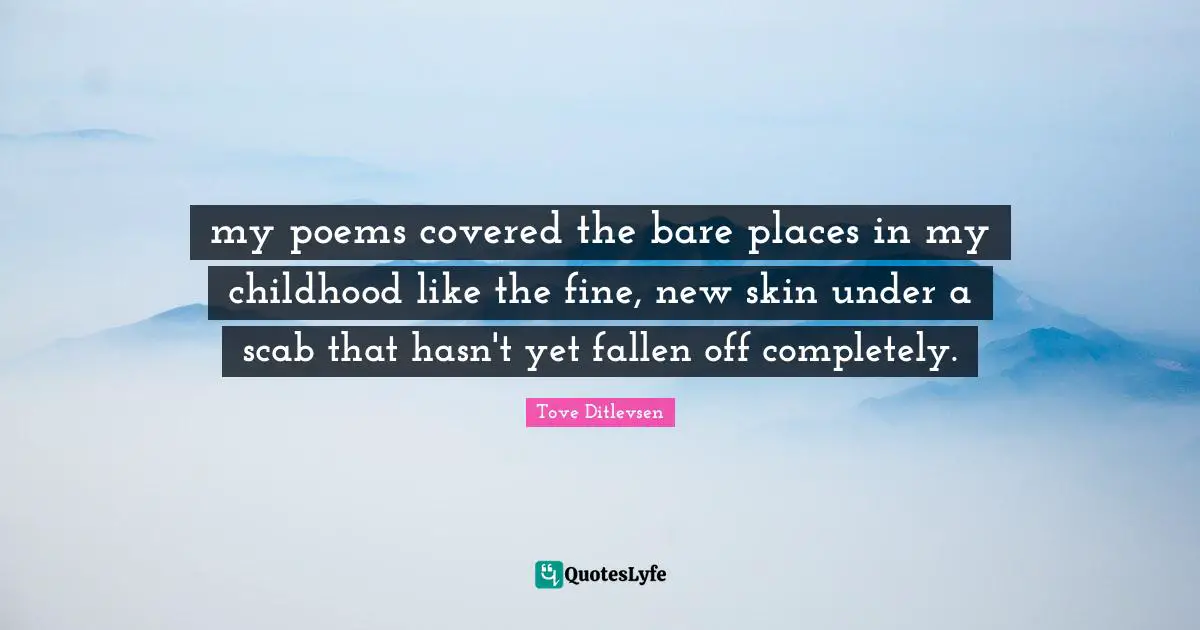 my poems covered the bare places in my childhood like the fine, new skin under a scab that hasn't yet fallen off completely.
