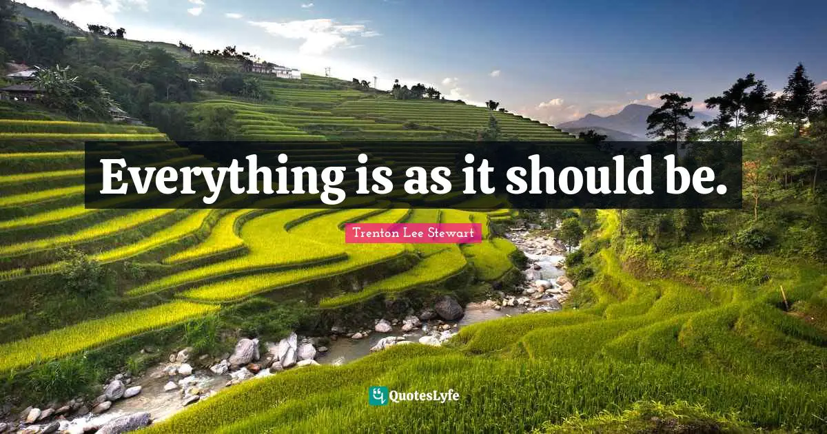 Everything is as it should be.