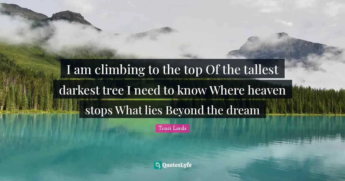 I am climbing to the top Of the tallest darkest tree I need to know Where heaven stops What lies Beyond the dream