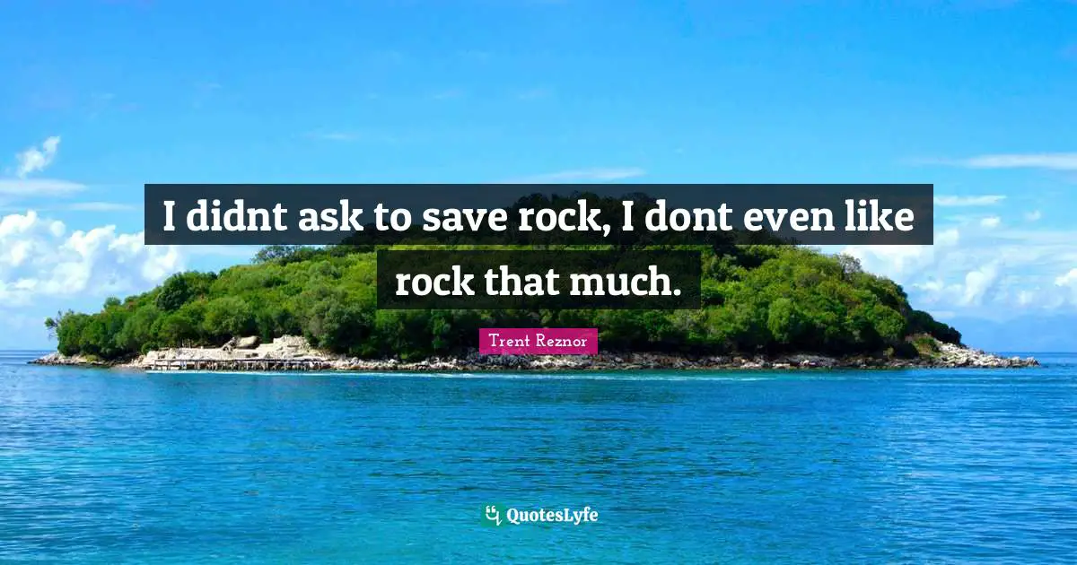 I didnt ask to save rock, I dont even like rock that much.