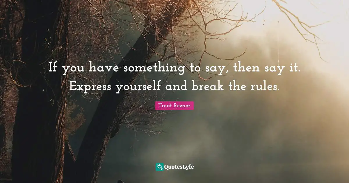 If you have something to say, then say it. Express yourself and break the rules.
