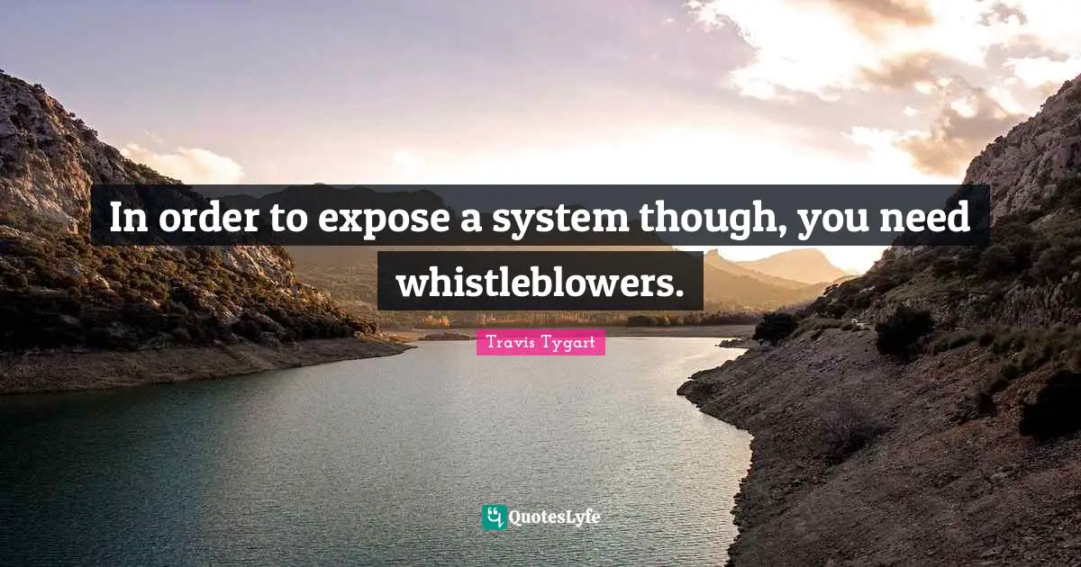 In order to expose a system though, you need whistleblowers.