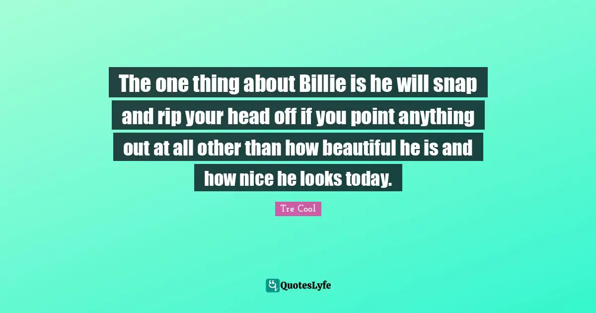 The one thing about Billie is he will snap and rip your head off if you point anything out at all other than how beautiful he is and how nice he looks today.